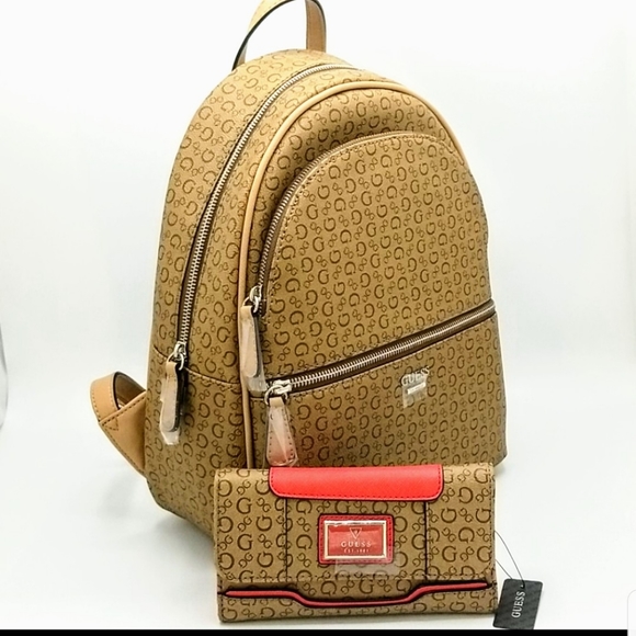 Guess Handbags - NWT-Guess "Mocha" Backpack, with Wallet